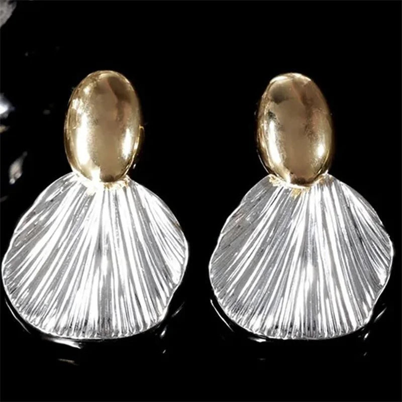 Boucles d'Oreilles Pendantes Coquillage en Forme de Coquilles Saint-Jacques