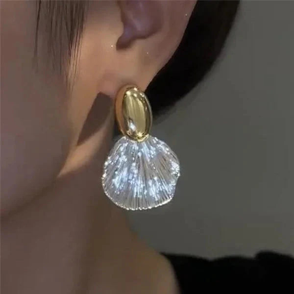 Boucles d'Oreilles Pendantes Coquillage en Forme de Coquilles Saint-Jacques