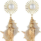 Boucles d'Oreilles Pendantes Coquillage Conque