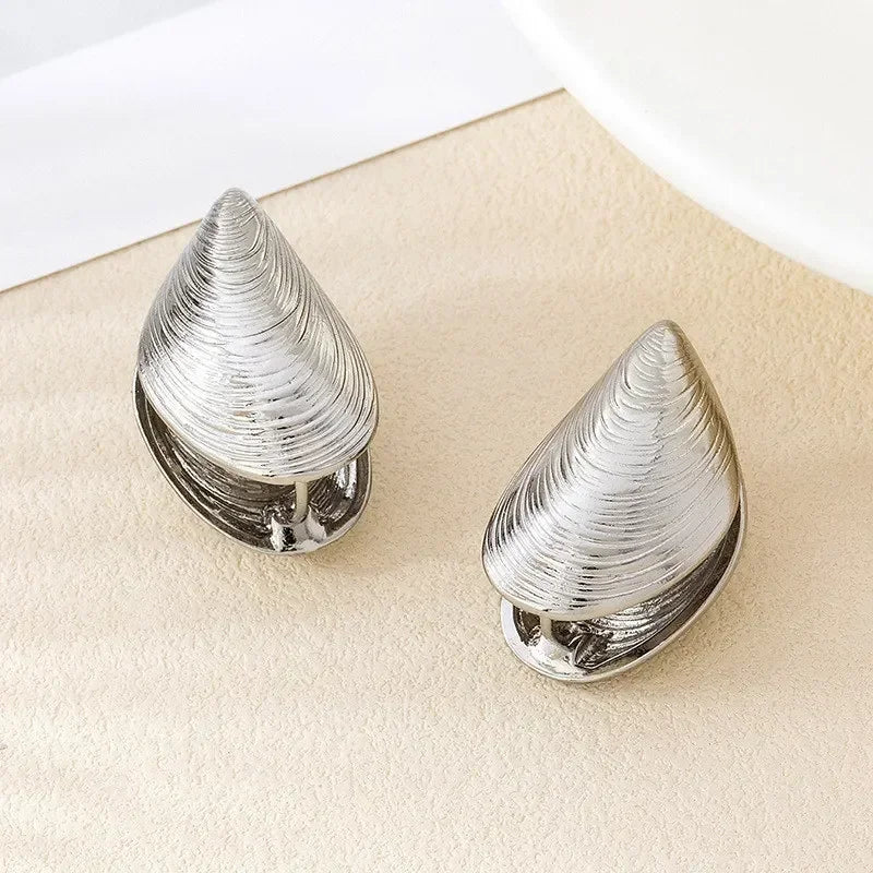 Boucles d'Oreilles Pendantes Coquillages Moules argent