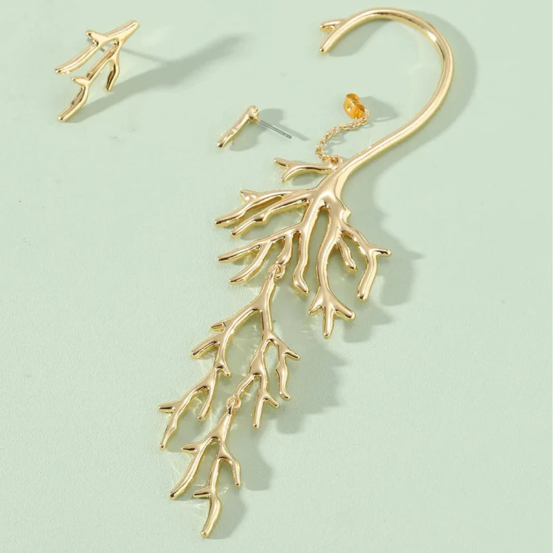 Boucles d'Oreilles Pendantes Corail en Branches