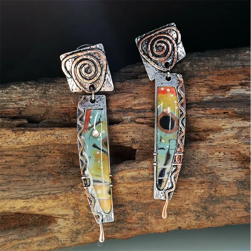 Boucles d'Oreilles Pendantes Ethniques Tribales