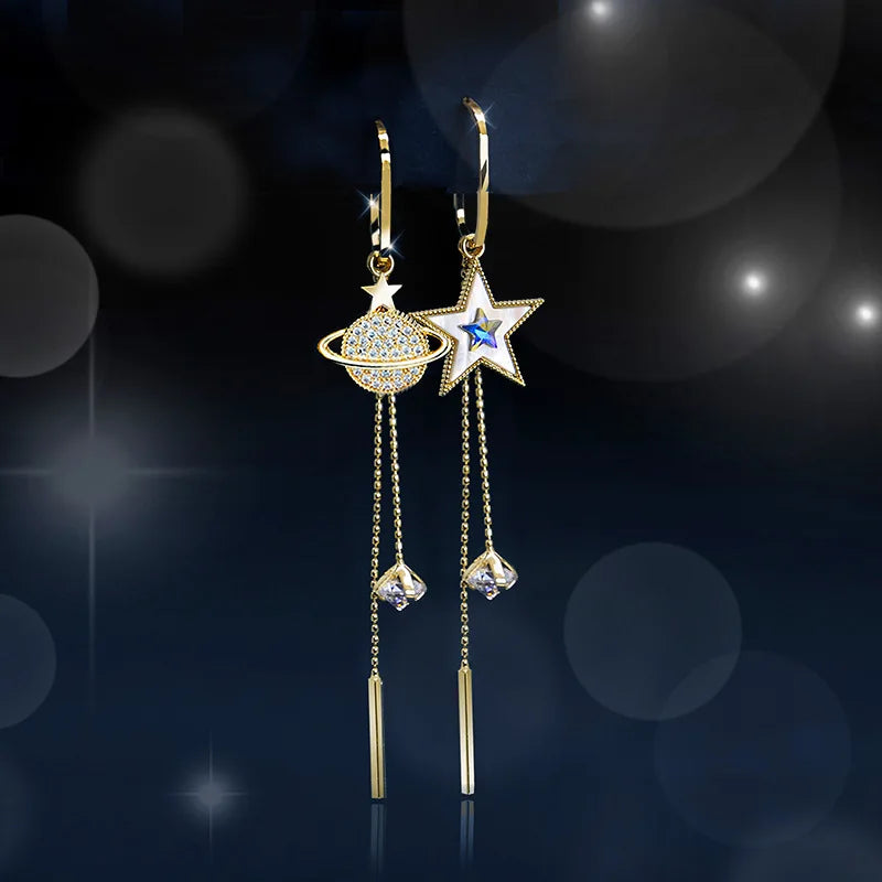 Boucles d'Oreilles Pendantes Etoile et Planète