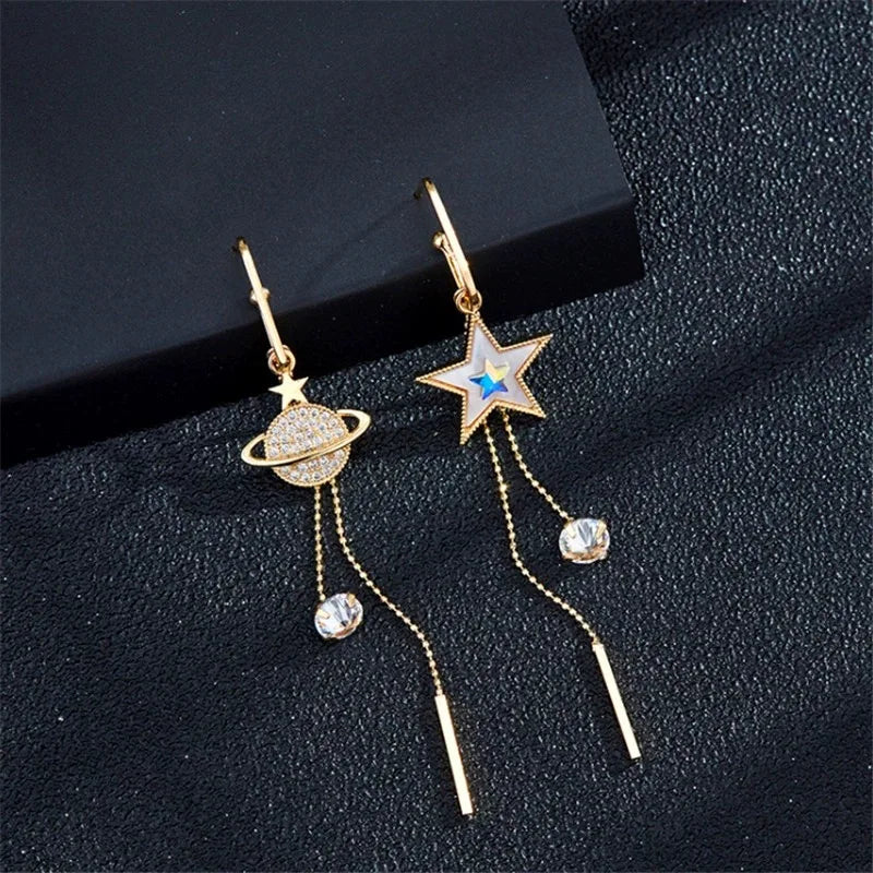 Boucles d'Oreilles Pendantes Etoile et Planète