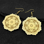 Boucles d'Oreilles Pendantes Femmes Cube de Métatron or