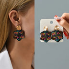 Boucles d'Oreilles Pendantes Fleur Colorée