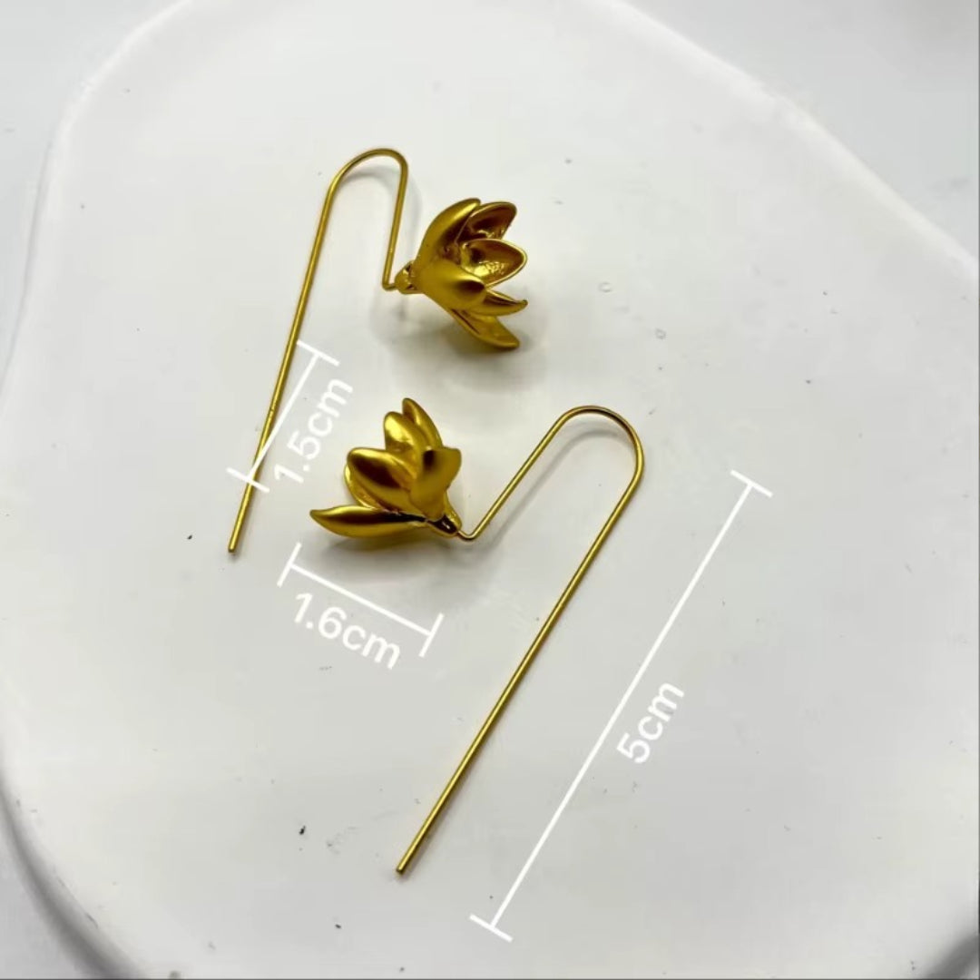Boucles d'Oreilles Pendantes Fleur de Magnolia