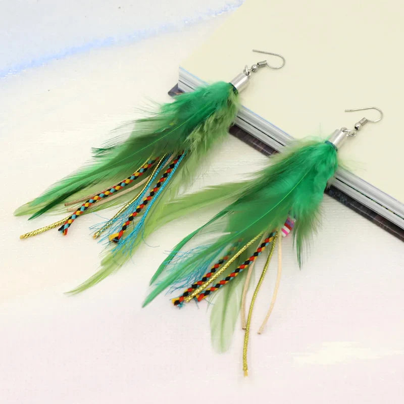 Boucles d'Oreilles Pendantes Plume 4