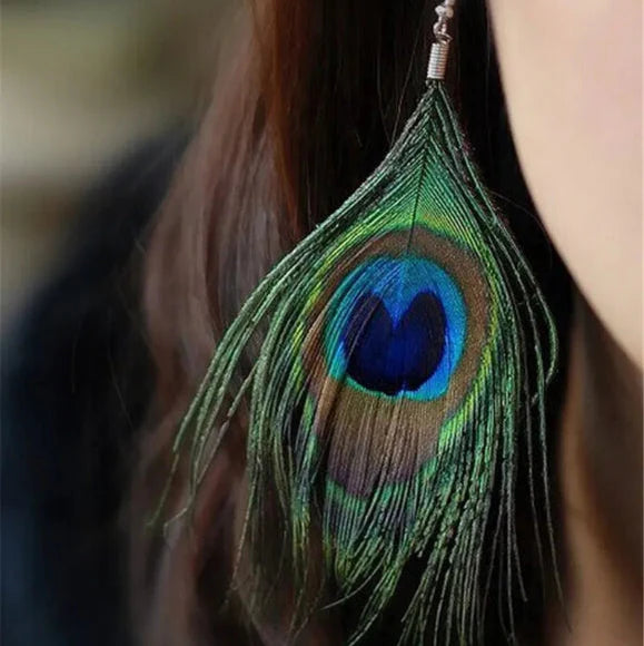 Boucles d'Oreilles Pendantes Plumes de Pan