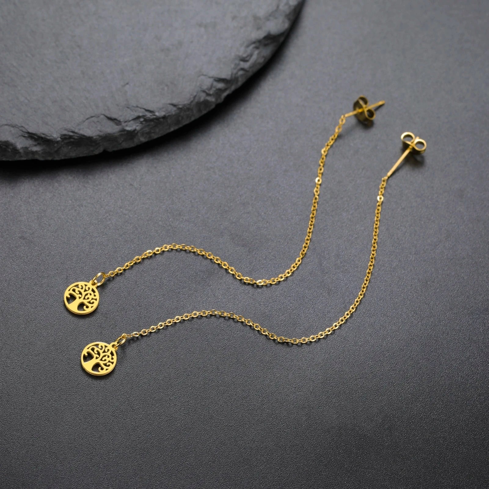 Boucles d'Oreilles Pendantes Pour Femme Arbre de Vie or