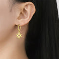 Boucles d'oreilles pendantes pour femme avec l'étoile de David symbolique juive or