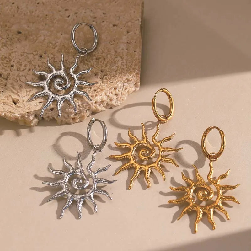 Boucles d'Oreilles Pendantes Soleil