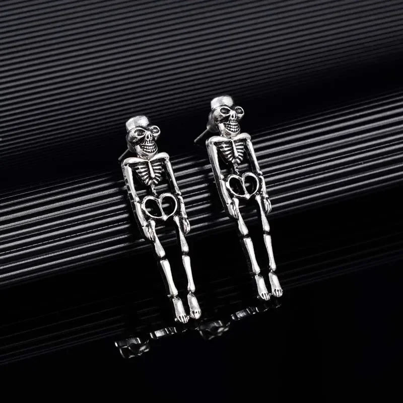 Boucles d'Oreilles Pendantes Squelette argent
