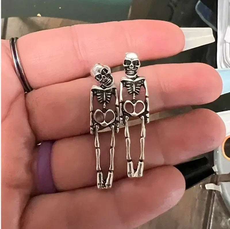 Boucles d'Oreilles Pendantes Squelette argent