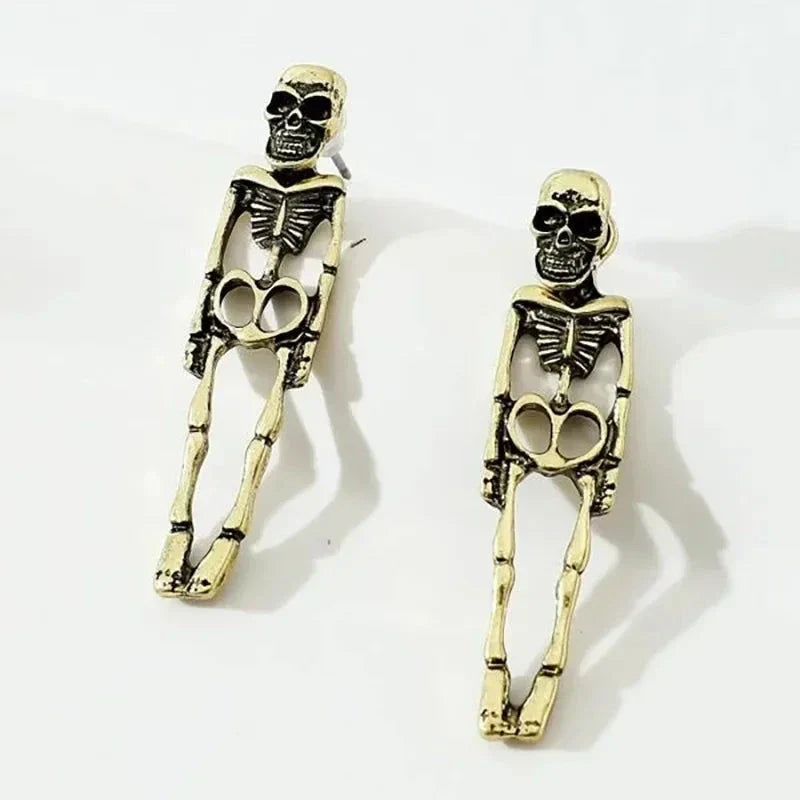 Boucles d'Oreilles Pendantes Squelette or