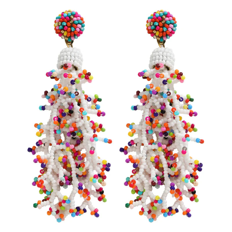 Boucles d'Oreilles Pendantes Style Bohême Corail