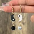 Boucles d'Oreilles Pendantes Yin Yang Or & Argent or
