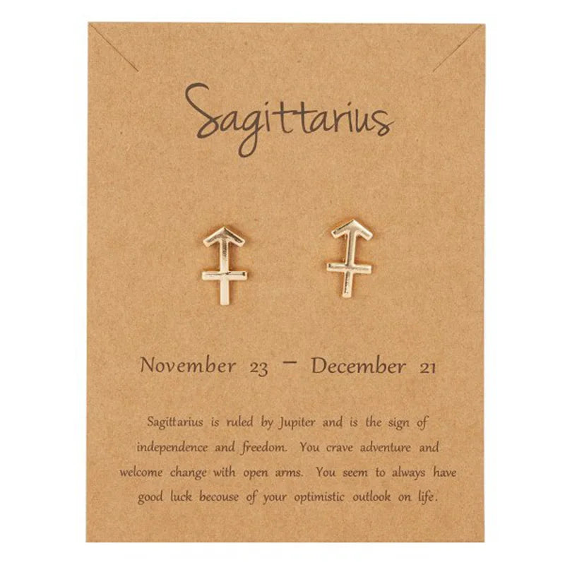 Boucles d'Oreilles Signe du Zodiaque 12 Constellations sagittaire