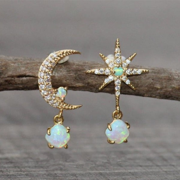 Boucles d'Oreilles Soleil Lune Astre Femme
