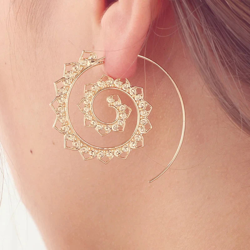 Boucles d'Oreilles Spirale Créoles Femme argent