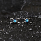 Boucles d'Oreilles Triple Lune Clous Sorcellerie Wiccan Femme