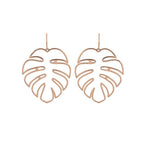 Boucles d'Oreilles Tropicales Feuille de Palmier or rose