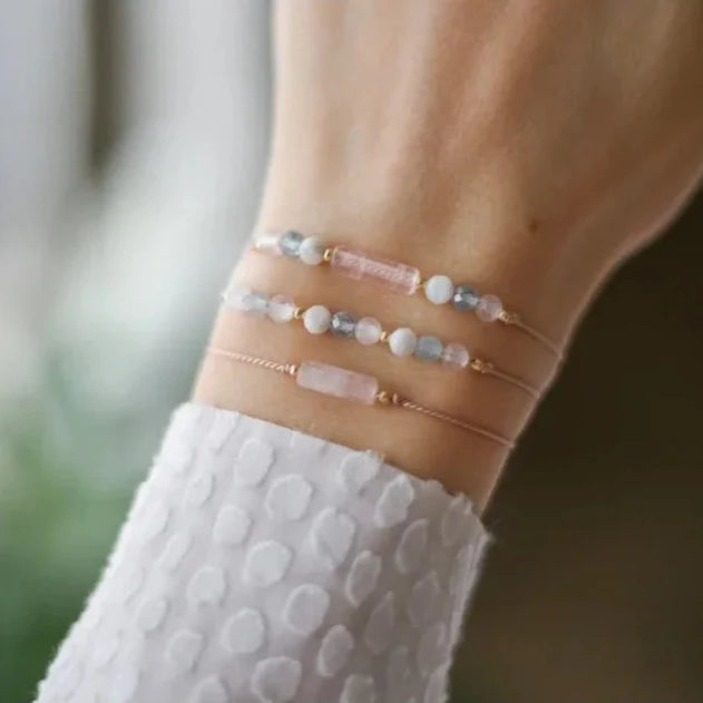 Bracelet 3 rangs avec Crystal Pierre de Lune