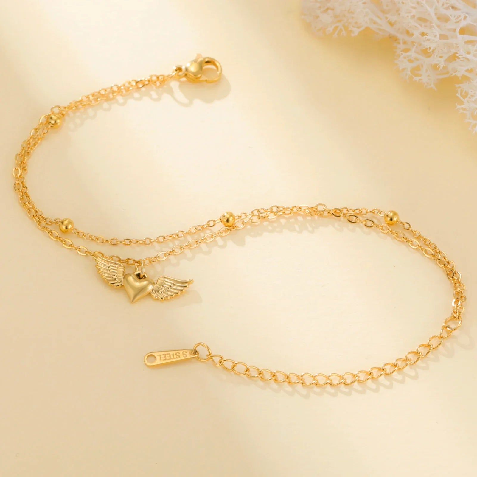 Bracelet ajustable ailes d'ange or
