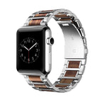 Bracelet Apple Watch en Bois argent et brun 
