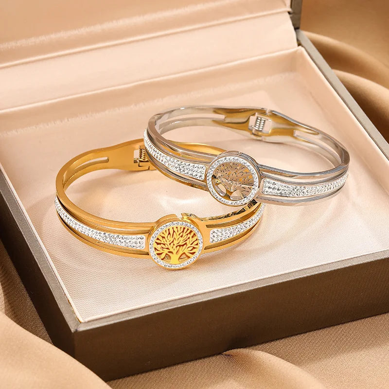 Bracelet avec Arbre de Vie et Cristal 