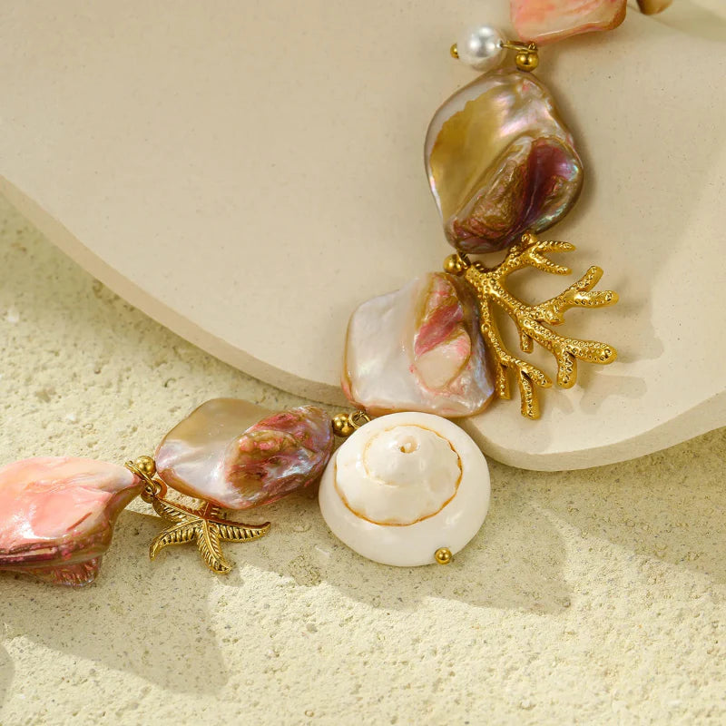 Bracelet Coquillage avec Belles Perles en Nacre