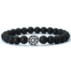 Bracelet avec Boussole Rose des Vents en Pierres Naturelles onyx