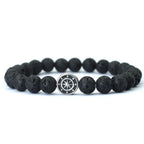 Bracelet avec Boussole Rose des Vents en Pierres Naturelles pierre de lave