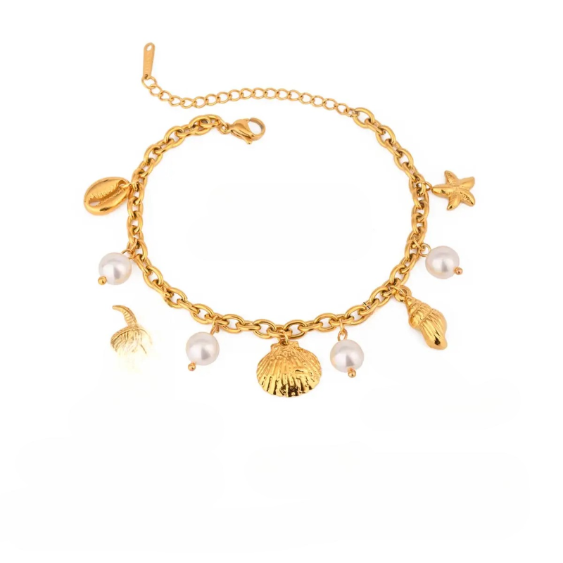 Bracelet avec Coquillages et Perles Blanches