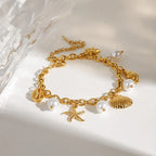 Bracelet avec Coquillages et Perles Blanches
