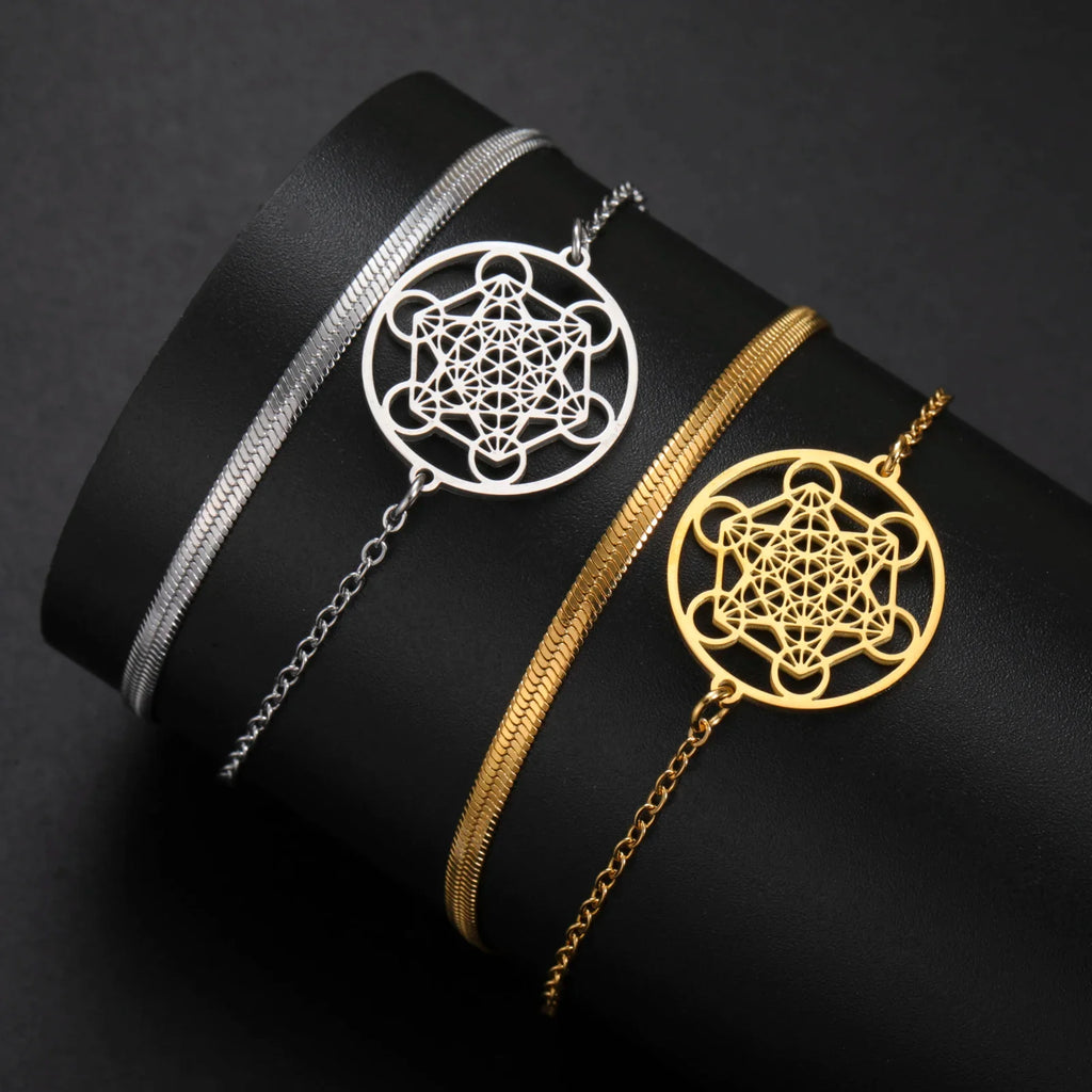 Bracelet avec Pendentif Cube de Métatron or