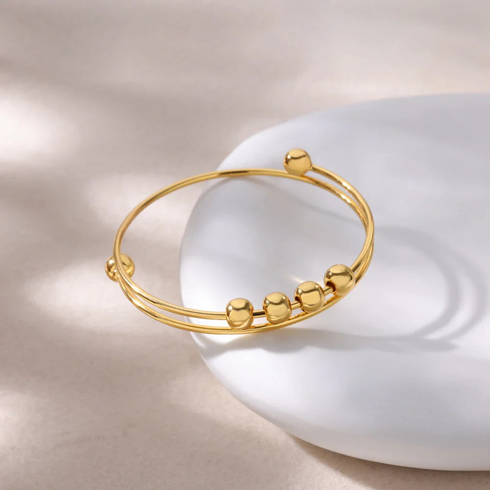 Bracelet avec Perles Rotatives Anti-Stress pour Homme ou Femme or