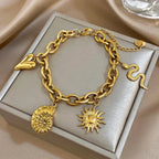 Bracelet avec Soleil et Coquillages pour Homme ou Femme or