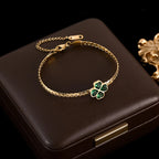 Bracelet avec Trèfle à 4 Feuilles en Cristal Vert