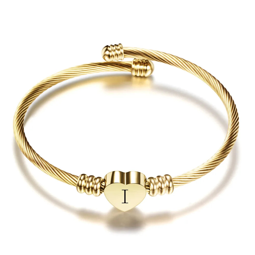 Bracelet coeur avec initiale or i