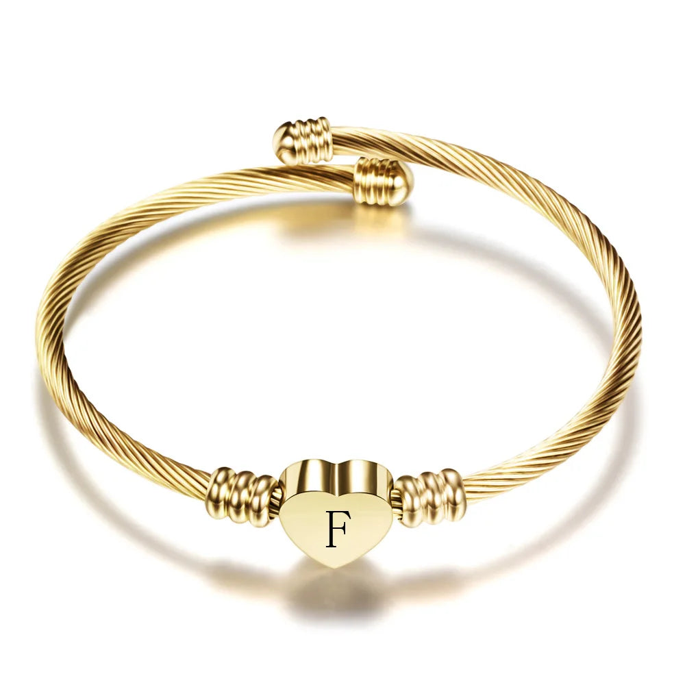 Bracelet coeur avec initiale or f