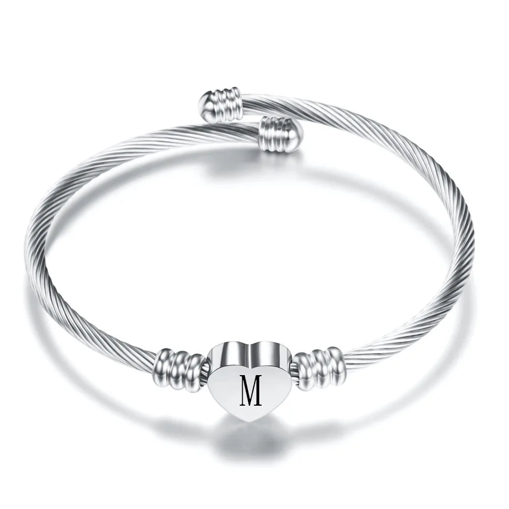 Bracelet coeur avec initiale argent m