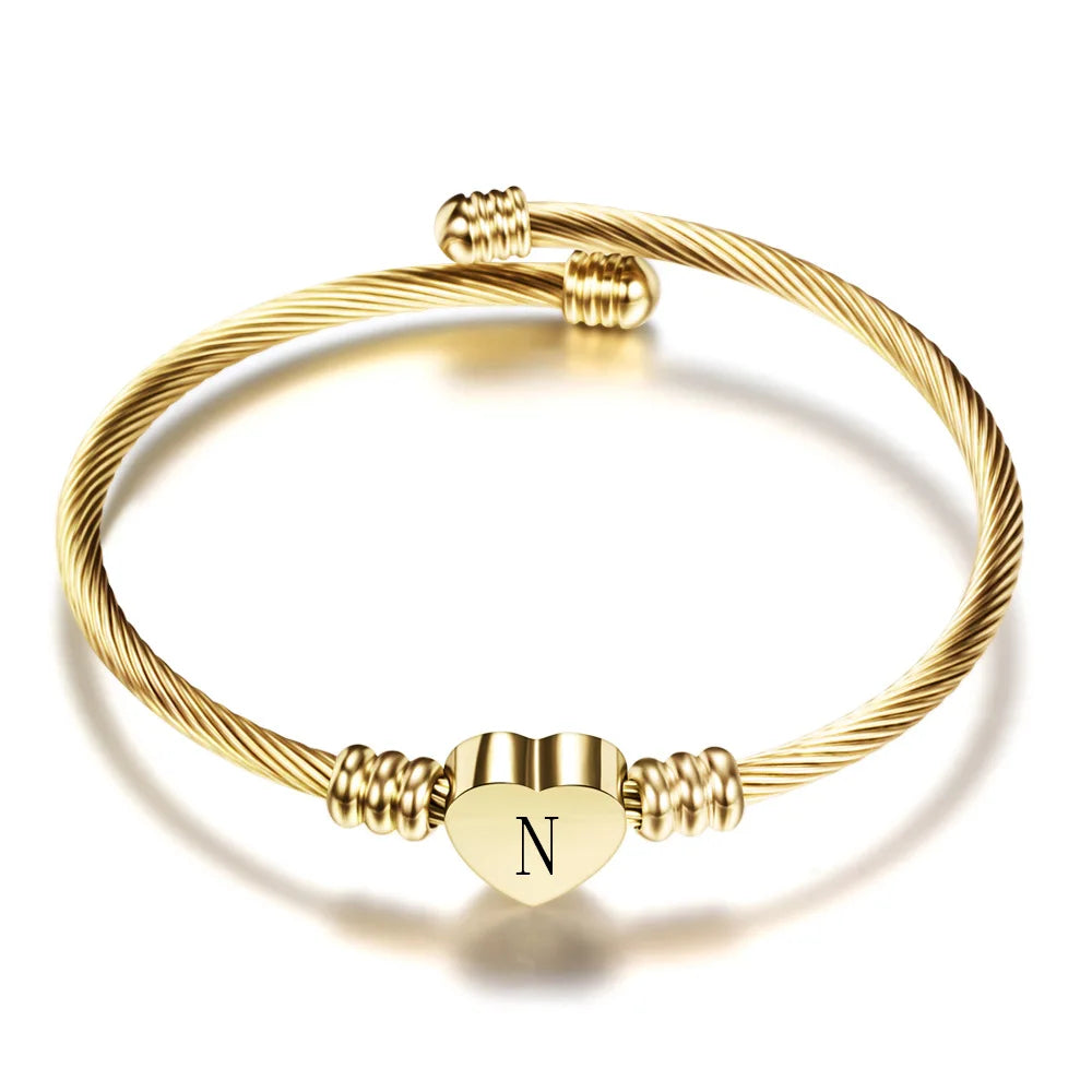 Bracelet coeur avec initiale or n