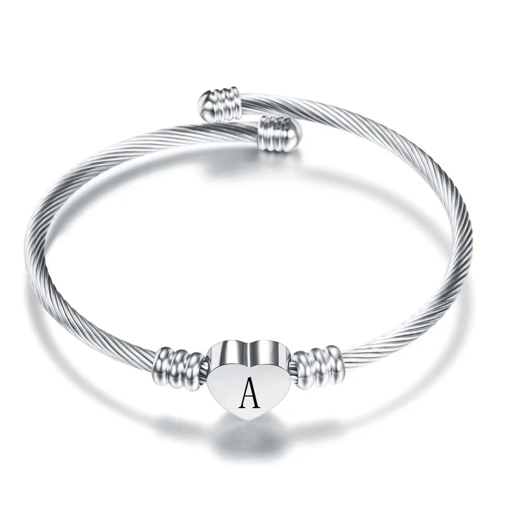 Bracelet coeur avec initiale - lettre