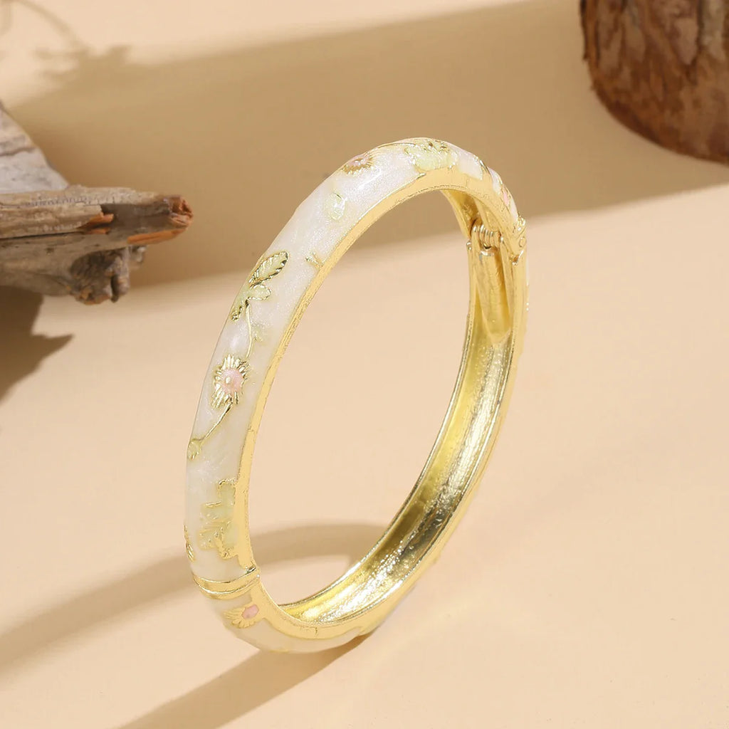Bracelet Coloré avec Fleurs blanc