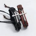 Bracelet Croix en Cuir Homme noir