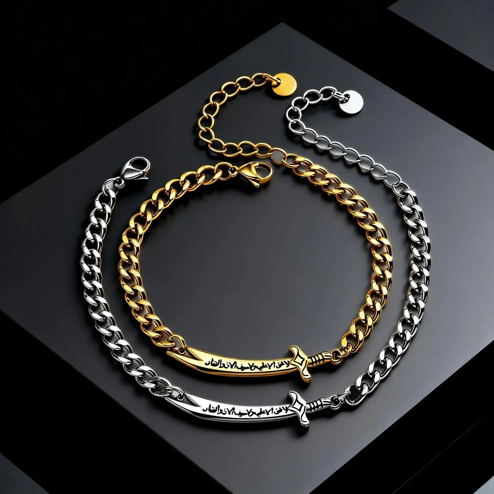 Bracelet cubain pour homme avec épée Ali Zulfiqar arabe argent