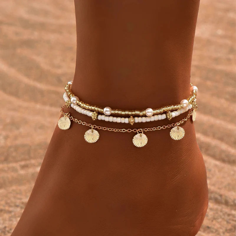 Bracelet de Cheville avec Perles coquillages