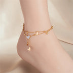 Bracelet de Cheville Double Rang Coeur