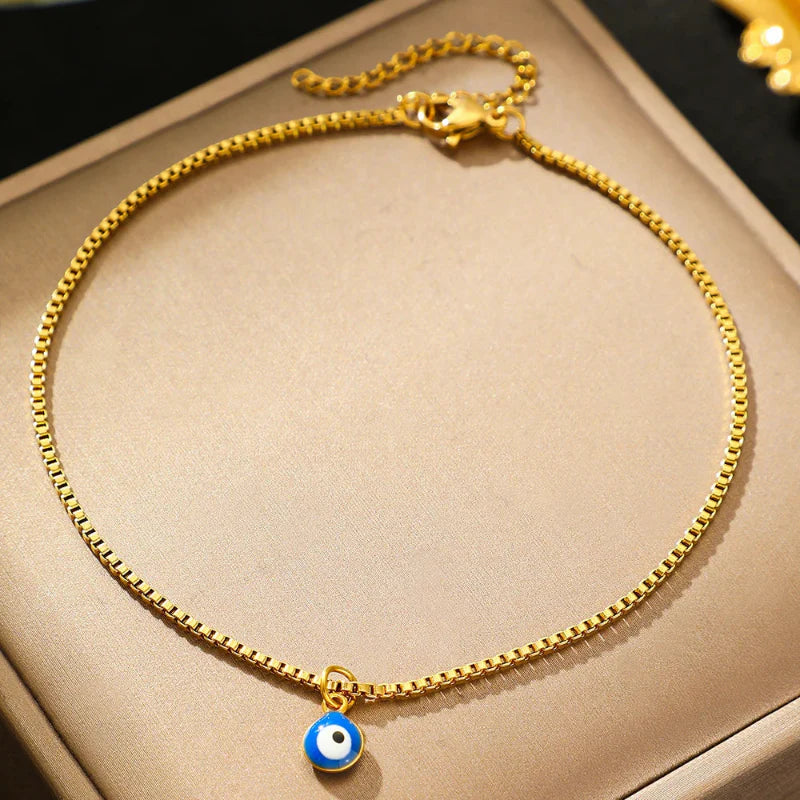 Bracelet de Cheville Oeil Bleu or
